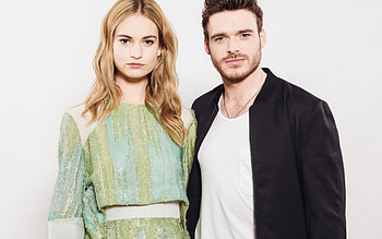 Lily James, Richard Madden, Celebrity couple, Smiling actors HD wallpaper