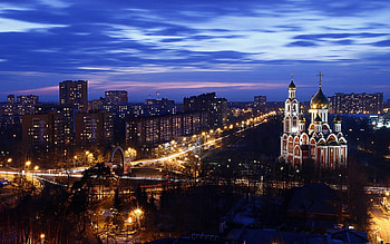 Cities, Moskow, City, View From Above, Evening, Russia, Cathedral Sky HD wallpaper