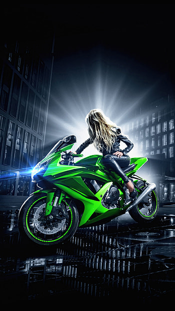 Blonde girl on bike, Samsung Galaxy S6, Google Pixel XL, Nexus 6, Motorcycle HD phone wallpaper