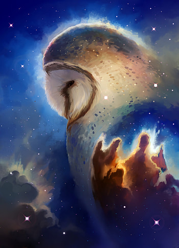 Art, Universe, Stars, Owl, Bird HD phone wallpaper