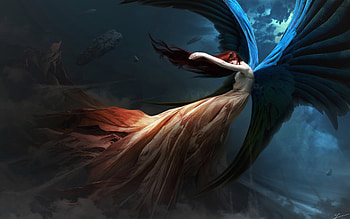 Fantasy Angel Redhead Wings, fantasy, angel, redhead, wings, artist, digital-art, deviantart HD wallpaper