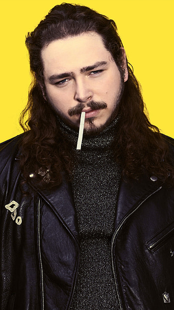 Post Malone, Vibrant yellow background, Ultra mobile , Eye-catching HD phone wallpaper