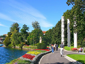 ITALY, flowers, lake HD wallpaper