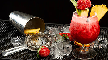 Cocktail , Strawberries, Pineapple ice, Refreshing HD wallpaper