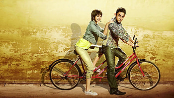 Aamir Khan on cycle, Anushka Sharma, PK Movie HD wallpaper
