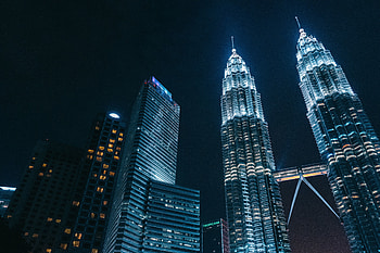 High towers, buildings, night HD wallpaper