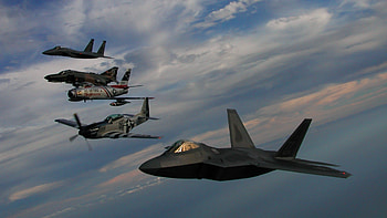 Heritage Flight of assorted military aircraft HD wallpaper
