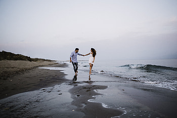 Sea, Love, Couple, Pair, Stroll, Happiness HD wallpaper