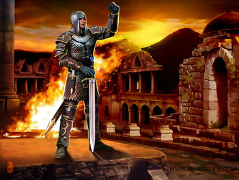 Dreibrand, abstract, knights, fantasy, fire, warrior HD wallpaper