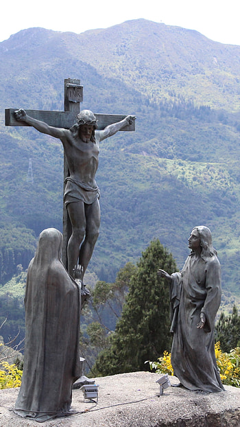 nativity scene, Colombia Bogota, sculpture, statue, cross, Jesus, religious, christian HD phone wallpaper