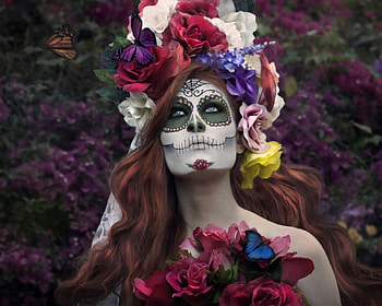 Day Of The Dead, makeup, maxican, art, flower HD wallpaper