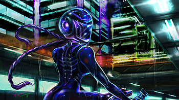 Neon Glow Biker Cyberpunk , cyberpunk, biker, artist, artwork, digital-art, neon, artstation HD wallpaper