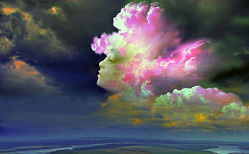 Model in a Colorful Cloud, Model, Abstract, Colorful, Clouds HD wallpaper