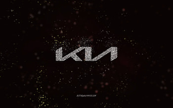 Kia glitter logo, , black background, Kia logo, white glitter art, Kia, creative art, Kia white glitter logo HD wallpaper