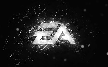 EA GAMES white logo, , Electronic Arts, white neon lights, creative, black abstract background, EA GAMES logo, online games, EA GAMES HD wallpaper