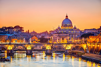 Building, Bridge, Italy, , Rome, City, Dome, Evening, Light, Cities HD wallpaper