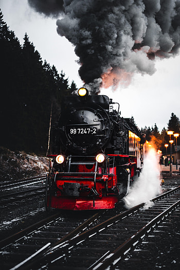 Rails, Trees, Smoke, Miscellanea, Miscellaneous, Railway, Train HD phone wallpaper