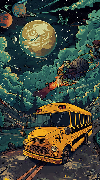 Space Adventure School Bus , space HD phone wallpaper