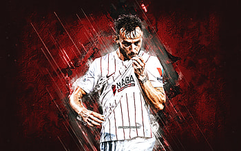 Ivan Rakitic, Sevilla FC, Croatian footballer, midfielder, portrait, red stone background, La Liga, Spain, football HD wallpaper