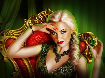 Lady Emerald, fantasy, art, digital, pretty, girl, woman HD wallpaper