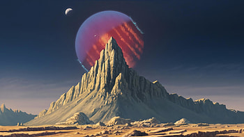 Mountains, planet, fantasy, landscape, art HD wallpaper