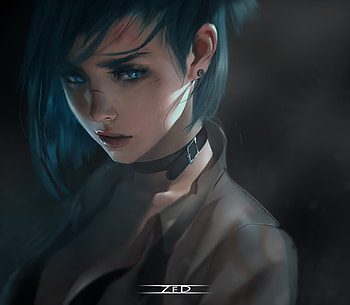 Girl, z ed, zedart, art, face, trungbui42, dark, zed, fantasy HD wallpaper
