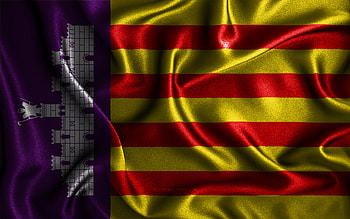Palma de Mallorca flag, , silk wavy flags, spanish cities, Day of Palma de Mallorca, Flag of Palma de Mallorca, fabric flags, 3D art, Palma de Mallorca, cities of Spain, Palma de Mallorca 3D flag HD wallpaper