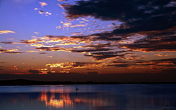 dream, blue, purple, clouds, sky, orange, sunset HD wallpaper
