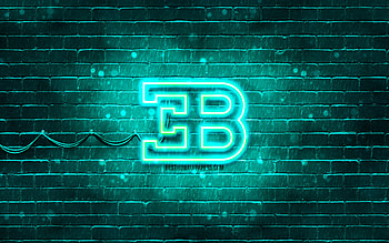 Bugatti turquoise logo, , turquoise brickwall, Bugatti logo, cars brands, Bugatti neon logo, Bugatti HD wallpaper