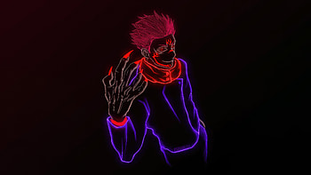 Sukuna Jujutsu Kaisen, ryomen-sukuna, anime-boy, anime, minimalism, minimalist, neon, artist, artwork, digital-art HD wallpaper