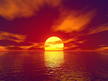 Big Sun Sunset Water Body , sunset, nature, water HD wallpaper