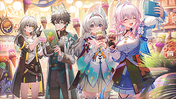 Honkai: Star Rail Heroes Unite – Firefly, Stelle, Dan Heng & March 7th, Firefly (Honkai: Star Rail), Stelle (Honkai: Star Rail), Dan Heng, March 7th (Honkai: Star Rail), Honkai: Star Rail HD wallpaper