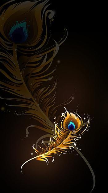 Golden Peacock, beautiful, electric blue, art, dark, Feather, further HD phone wallpaper