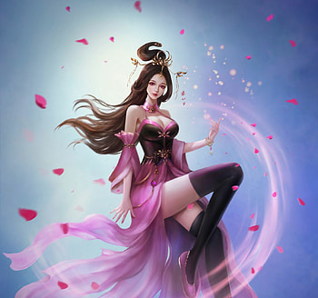 Fantasy girl, pink, luoxin, luo xin, blue, fantasy, girl HD wallpaper