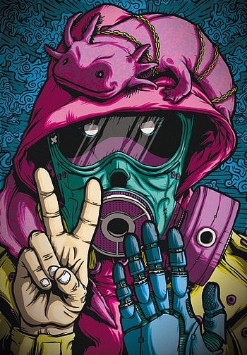 Art, Hand, Gas Mask, Mask, Respirator HD phone wallpaper