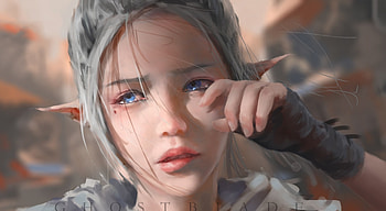 Sad Elf, Blue eyes, Sad, Elf, Female HD wallpaper