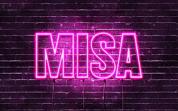 Happy Birtay Misa, , pink neon lights, Misa name, creative, Misa Happy Birtay, Misa Birtay, popular japanese female names, with Misa name, Misa HD wallpaper