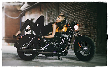 Sexy, model, woman, legs, motorbike HD wallpaper