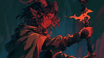 : Fierce Tiefling Demon in Anime Style, Anime, Tiefling, demon HD wallpaper