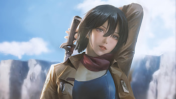 Mikasa Ackerman With Sword In Blue Sky Background Attack On Titan HD wallpaper