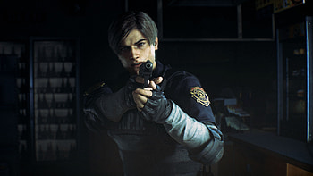 Leon Kennedy, Resident Evil 2, Vivid backgrounds, Gaming HD wallpaper