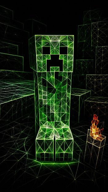 Glowing Wireframe Creeper , Creeper (Minecraft), Video Game HD phone wallpaper