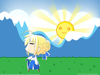 One Hot Day, stay night, blond, fate, hot, cute, knight, girl, saber, anime, sun HD wallpaper