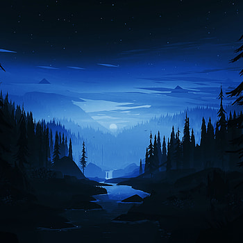 dark night, river, forest, minimal, art, ipad pro retina, , background, 18055, Dark Night Mountains HD phone wallpaper