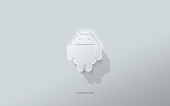 Android logo, white background, Android 3d logo, 3d art, Android, 3d Android emblem HD wallpaper
