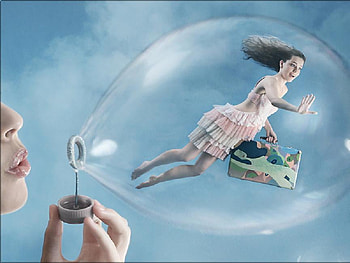 Bubble getaway, sexy, graphy, girl, surreal, nice, abstract, bubble, , lovely HD wallpaper