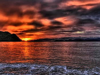 sunset , beautiful, sunsets, cloud, beach HD wallpaper