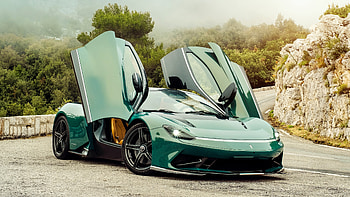 Pininfarina Battista, Green, Car, Nature, Background Cars HD wallpaper
