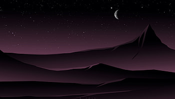 Mountains Moon Starry Sky Night Minimalism Minimalism HD wallpaper