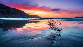 Ardara - Ireland, Co.Donegal, hills, clouds, colors, sky, sunset, tree, lake HD wallpaper